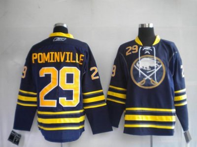 Jerseys Factory Cheap Sabres #29 Jason Pominville Embroidered Bl
