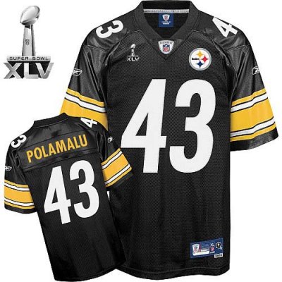 Jerseys Factory Cheap Steelers #43 Troy Polamalu Black Super Bow