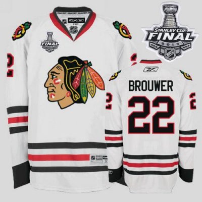 Jerseys Factory Cheap Blackhawks #22 Troy Brouwer Embroidered Wh