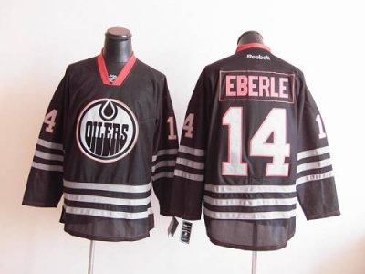 Jerseys Factory Cheap Oilers #14 Jordan Eberle Black Ice Embroid