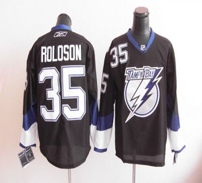 Jerseys Factory Cheap Lightning #35 Dwayne Roloson Black Embroid