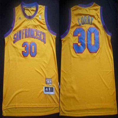 Jerseys Factory Cheap Warriors #30 Stephen Curry Gold Throwback
