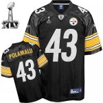 Jerseys Factory Cheap Steelers #43 Troy Polamalu Black Super Bow