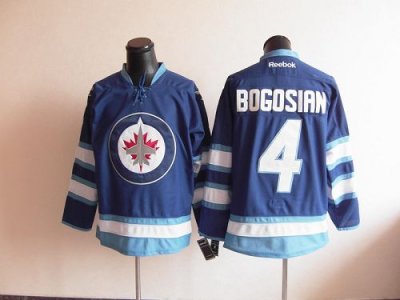 Jerseys Factory Cheap Jets #4 Zach Bogosian Embroidered Dark Blu