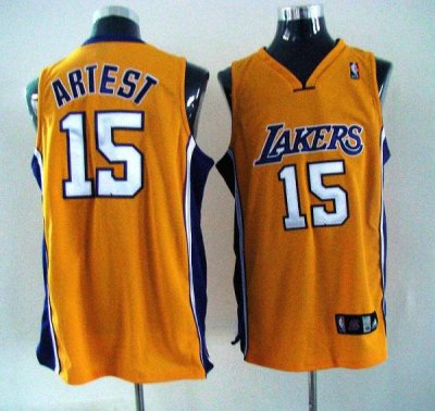 Jerseys Factory Cheap Lakers #15 Ron Artest Yellow Embroidered N