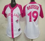 Jerseys Factory Cheap Blue Jays #19 Jose Bautista White/Pink Wom