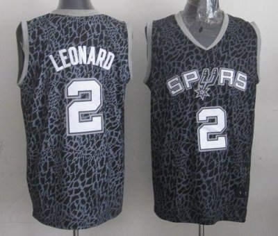 Jerseys Factory Cheap Spurs #2 Kawhi Leonard Black Crazy Light S