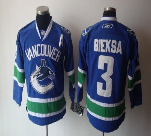 Jerseys Factory Cheap Canucks #3 Kevin Bieksa Blue Embroidered N