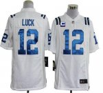 Jerseys Factory Cheap Nike Colts #12 Andrew Luck White With C Pa