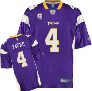 Jerseys Factory Cheap Vikings #4 Brett Favre Purple With C Patch