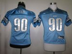 Jerseys Factory Cheap Lions #90 Ndamukong Suh Blue Embroidered Y