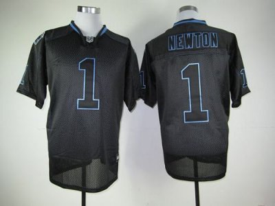 Jerseys Factory Cheap Panthers #1 Cam Newton Lights Out Black St