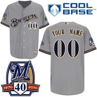 Jerseys Factory Cheap Brewers Personalized Authentic Grey Cool B