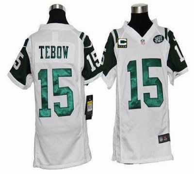 Jerseys Factory Cheap Nike Jets #15 Tim Tebow White With C Patch