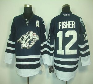 Jerseys Factory Cheap Predators #12 Mike Fisher Blue Third Embro