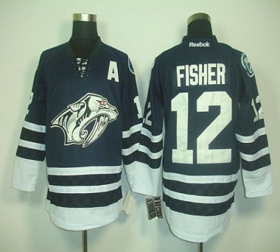 Jerseys Factory Cheap Predators #12 Mike Fisher Blue Third Embro