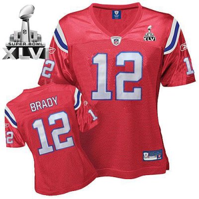 Jerseys Factory Cheap Patriots #12 Tom Brady Red Women's Alterna