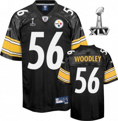 Jerseys Factory Cheap Steelers #56 LaMarr Woodley Black Super Bo