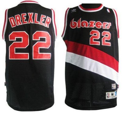 Jerseys Factory Cheap Blazers #22 Clyde Drexler Black Soul Swing