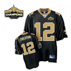 Jerseys Factory Cheap Saints #12 Marques Colston Black Super Bow