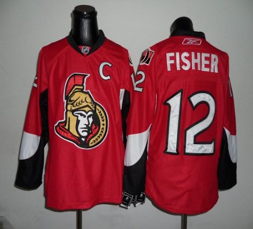 Jerseys Factory Cheap Senators #12 Mike Fisher Red Embroidered N