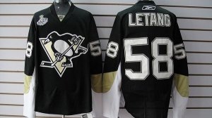 Jerseys Factory Cheap Penguins #58 Kris Letang Embroidered Black