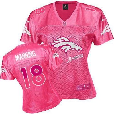 Jerseys Factory Cheap Nike Broncos #18 Peyton Manning Pink Women