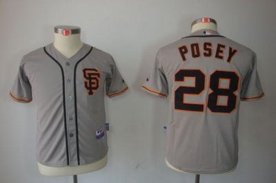 Jerseys Factory Cheap Giants #28 Buster Posey Grey Road 2 Cool B