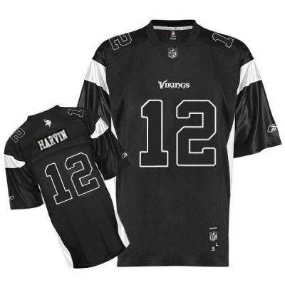 Jerseys Factory Cheap Vikings #12 Percy Harvin Black Shadow Stit