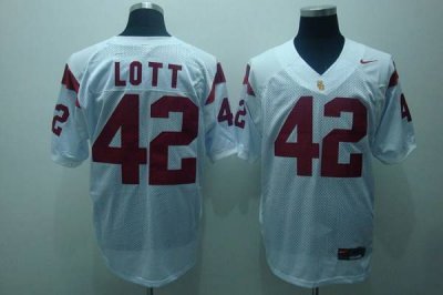 Jerseys Factory Cheap Trojans #42 Ronnie Lott White Embroidered