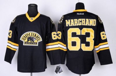 Jerseys Factory Cheap Bruins #63 Brad Marchand Black Third Embro
