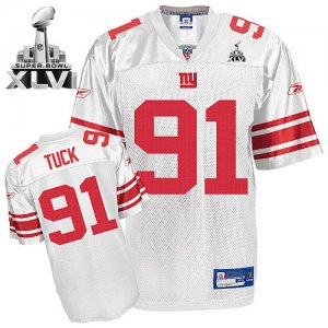Jerseys Factory Cheap Giants #91 Justin Tuck White Super Bowl XL