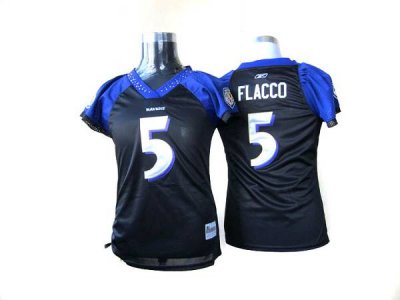 Jerseys Factory Cheap Ravens #5 Joe Flacco Black Women's Field F