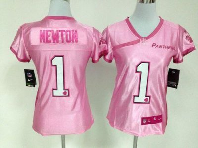 Jerseys Factory Cheap Nike Panthers #1 Cam Newton New Pink Women