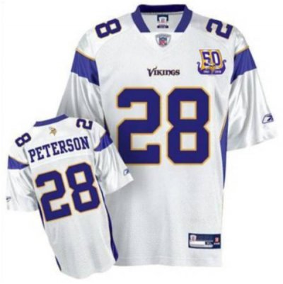 Jerseys Factory Cheap Vikings #28 Adrian Peterson White Team 50T