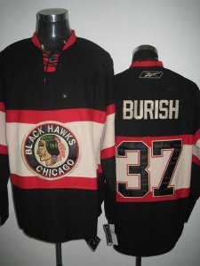 Jerseys Factory Cheap Blackhawks #37 Adam Burish Embroidered Bla
