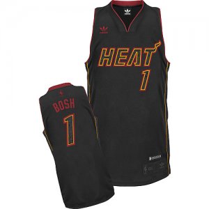 Jerseys Factory Cheap Heat #1 Chris Bosh Carbon Fiber Fashion Bl