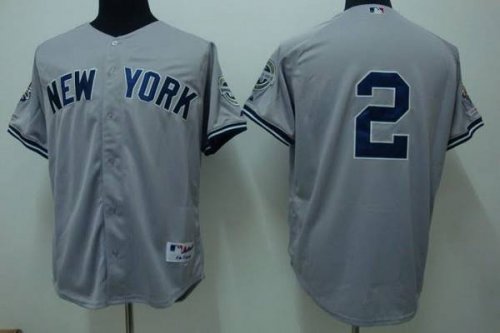 Jerseys Factory Cheap Yankees #2 Derek Jeter Embroidered Grey Yo