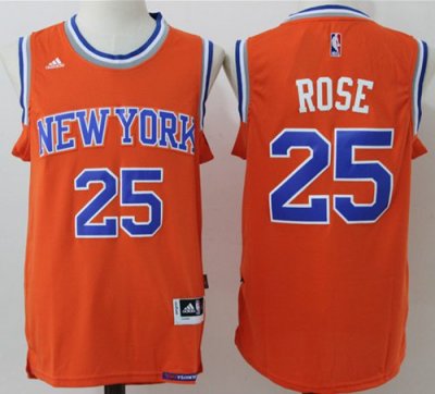 Jerseys Factory Cheap Knicks #25 Derrick Rose Orange Alternate S