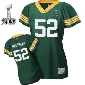 Jerseys Factory Cheap Packers #52 Clay Matthews Green Women's Fi