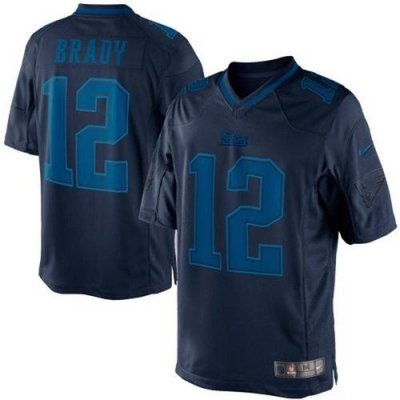 Jerseys Factory Cheap Nike Patriots #12 Tom Brady Navy Blue Men'