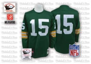 Jerseys Factory Cheap Mitchell & Ness Packers #15 Bart Starr Gre