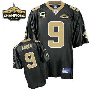 Jerseys Factory Cheap Saints #9 Drew Brees Black Super Bowl XLIV