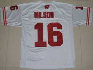Jerseys Factory Cheap Badgers #16 Russell Wilson White Embroider