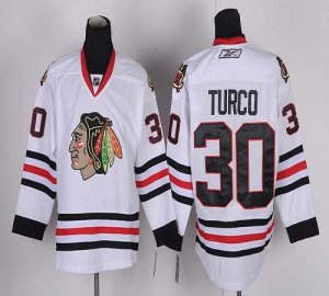 Jerseys Factory Cheap Blackhawks #30 Marty Turco White Embroider