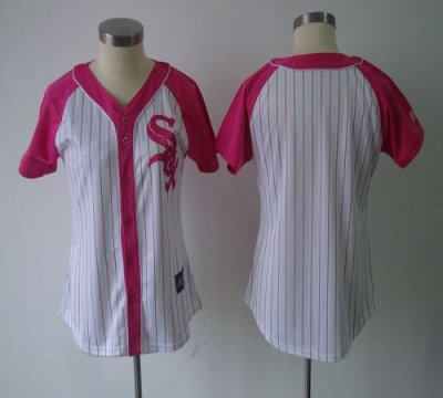 Jerseys Factory Cheap White Sox Blank White/Pink Women's Splash