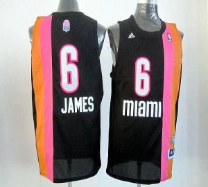 Jerseys Factory Cheap Heat #6 LeBron James Black ABA Hardwood Cl