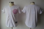 Jerseys Factory Cheap Cubs Blank White With Pink Strip Women's F