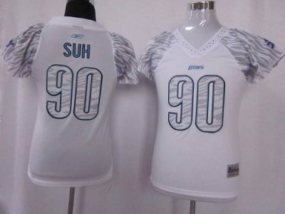 Jerseys Factory Cheap Lions #90 Ndamukong Suh White Women's Zebr