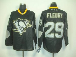 Jerseys Factory Cheap Penguins #29 Andre Fleury Black Ice Embroi
